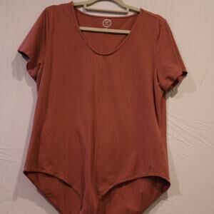 EUC Plus Size 2X, Terra Cotta Short Sleeve Bodysuit